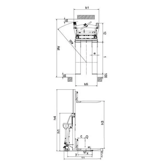 OXLIFT SES15 2500 мм 1500 кг Штабелер с электроподъемом и раздвижными вилами в Екатеринбурге, Грузоподъемность: 1.5 тонны (1500 кг), Высота подъема вил, м.: 2.5 м, Тип батареи: Кислотная, обслуживаемая купить по выгодной цене 100kwatt.ru