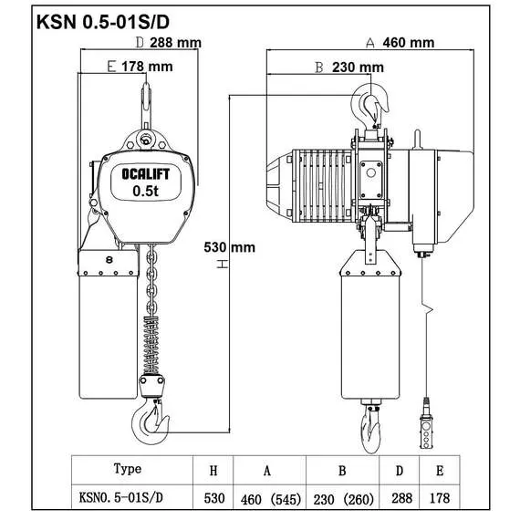 OCALIFT 005-01s 0,5т 6м 380в Таль электрическая цепная стационарная на крюке в Екатеринбурге купить по выгодной цене 100kwatt.ru