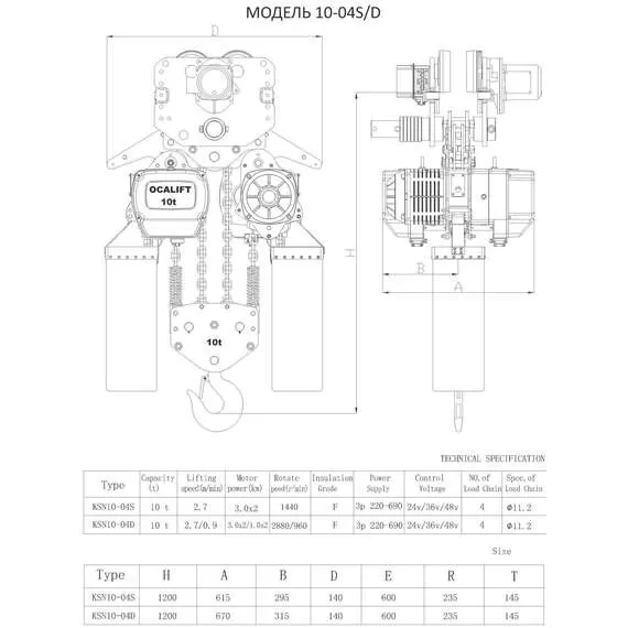 OCALIFT 10-04s 380в 10т 12м Таль электрическая цепная передвижная в Екатеринбурге купить по выгодной цене 100kwatt.ru